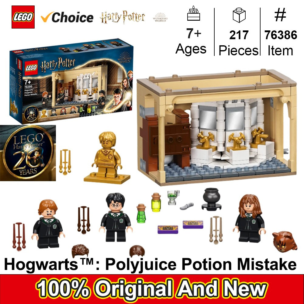 LEGO 76386 Harry Potter Hogwarts: Erro da Poção Polissuco – Idéia de Presente para Netos com Minifigura Dourada do Harry Potter