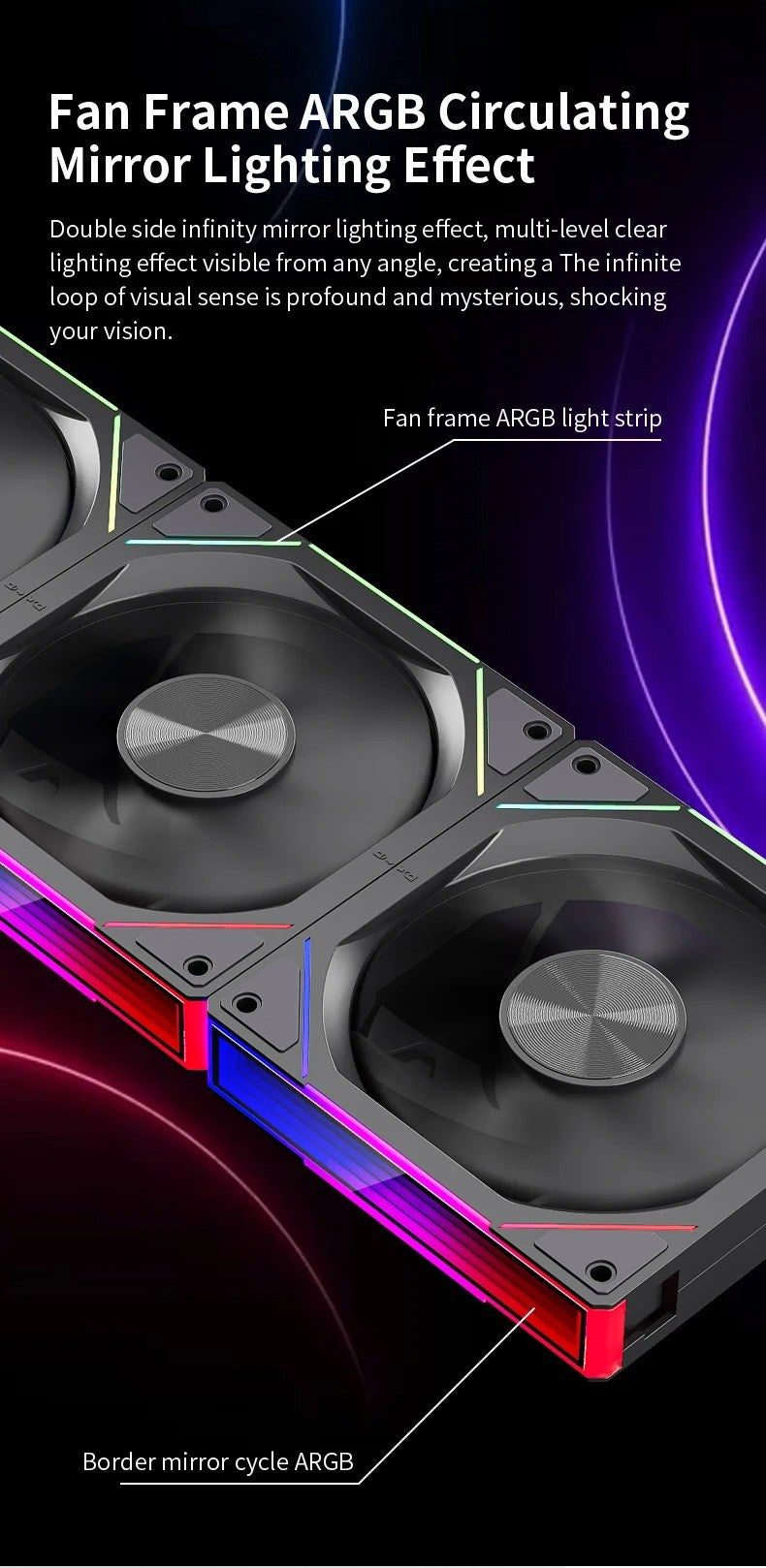 TEUCER JM-5 Case Fan 120mm 5V 3Pin ARGB Mirror Light Effect Cooling Fan PWM 800 to 2000RPM CD Texture Water Cooling Radiator Fan