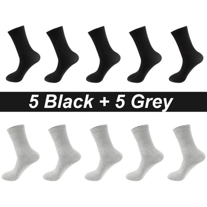 10Pairs/Lot Men Combed Cotton Socks Black Casual Business Breathable High Quality Man Sock New For Male Plus Size EU38-48