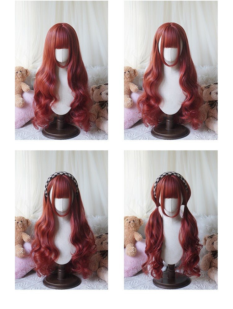 Peruca Longa Cacheada Estilo Lolita de 81cm | Cabelo Sintético Resistente ao Calor com Franja para Cosplay, Halloween, Festa Temática de Anime