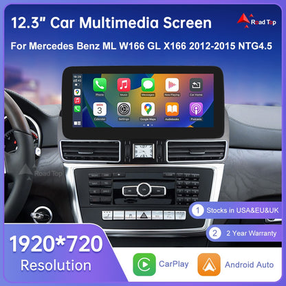 Rádio automotivo com tela touch screen Linux para Mercedes Benz ML W166 ML350 GL X166 2012-2015 GPS com Carplay Android Auto Airplay Mirroring
