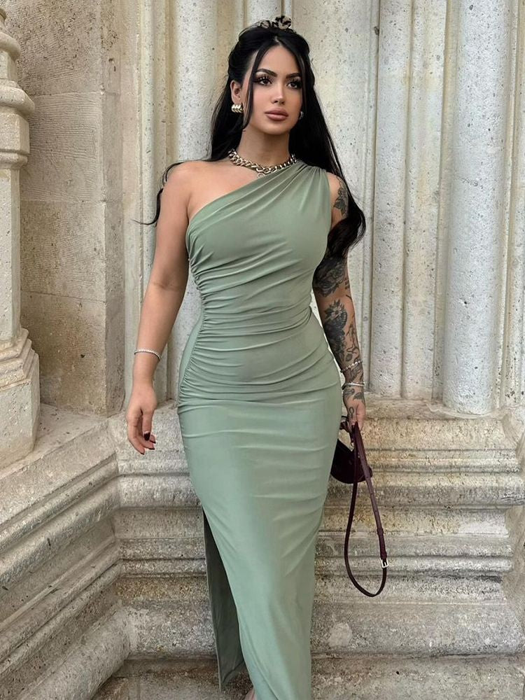 Summer Black New Dress Women Fashion Sexy Split Sleeveless Backless Slim Maxi Dr