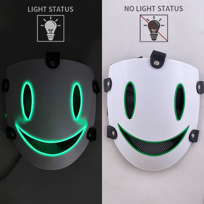 Anime High Rise Invasion Sniper LED Light up Mask Japanese Killer Japanese White Masks Carnival  Halloween Party Costume Props