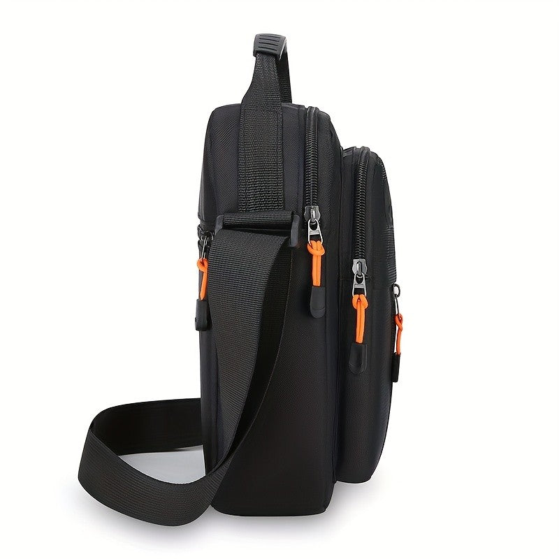 Stylish Men's Crossbody Bag with Headphone Jack, Multiple Pockets, Adjustable Strap, Ideal for Casual, Vacation Travel, Holiday