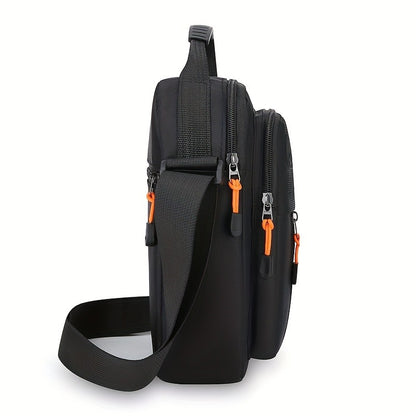 Stylish Men's Crossbody Bag with Headphone Jack, Multiple Pockets, Adjustable Strap, Ideal for Casual, Vacation Travel, Holiday