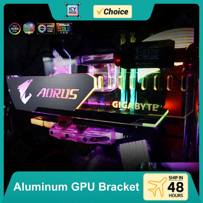 Suporte para GPU de Alumínio Aorus 5V3Pin VGA Holder RGB MSI ROG NVIDIA A-RGB Suporte Horizontal para Placa de Vídeo Metal AURA 12V