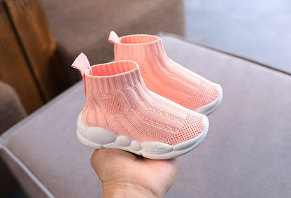 Fashion Design Children Shoes All Seasons Kids High Sneakers Soft Breathable Mesh Unisex Boys Girls Casual Sport Shoes