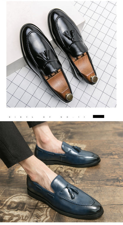 Brogues Shoes Men High Quality Social Leather Shoes British Tassels Formal Leather Men Wedding Business Dress Leather Shoes Male
