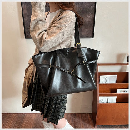 Retro Big PU Leather Shoulder Bag for Women 2025 Winter Trend New Y2K Fashion Handbags Females Travel Luxury Tote Bag  bolsas