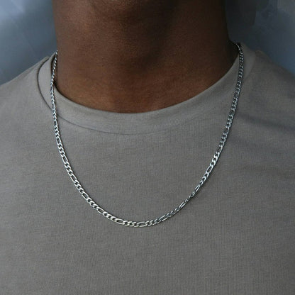 Colar Masculino Corrente Figaro Nova Moda Punk Cor Prata Aço Inoxidável Colar Longo Masculino Joias Hip Hop Presente