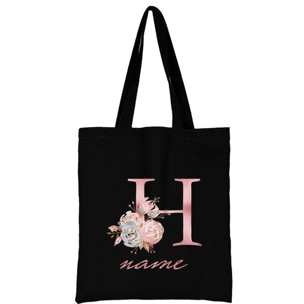 Custom Free Name Canvas Bags Women Shoulder Bag Handbags Pink Letter Beach Bags Tote Casual Woman Grocery Eco Shopping Bag