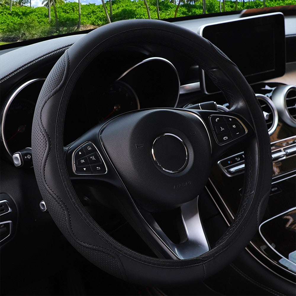 1 capa de volante de couro tipo mão de massagem estéreo em relevo sem anel interno para automóveis, cabe 14,5-15 polegadas