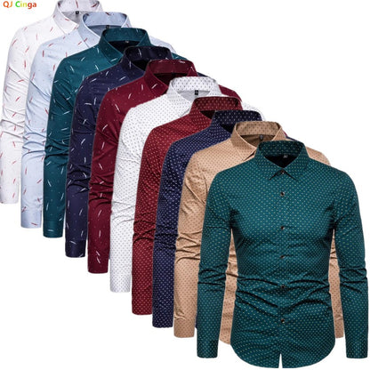 2026 Spring Men's Long-sleeved Shirt, Single-breasted Lapel Cotton Shirts, Blue