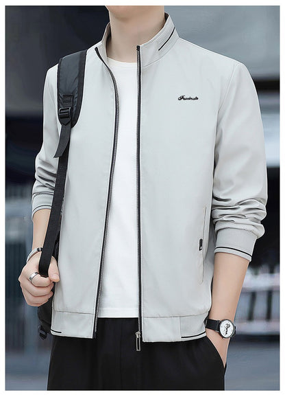 Spring Autumn New Men Lapel Jacket Coats Fashion Fabric Comfortable Breathable Sweat Absorption Comfortable Slim Version Coats