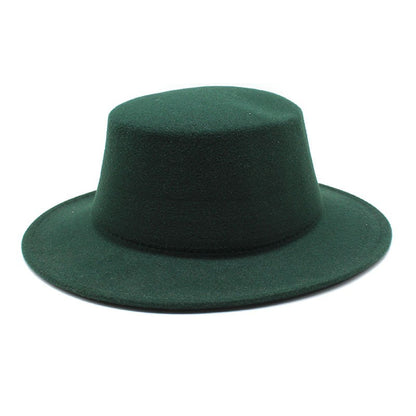 Autumn Winter Kids Felted Fedoras Hats for Boys Girls Solid Imitation Woolen Flat top Jazz Caps Childs Formal Dress Hats