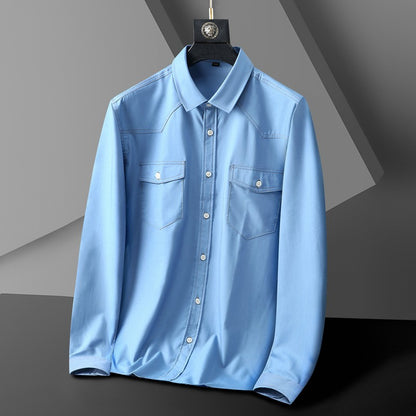 Men Shirt Denim Oversize 6XL 7XL 8XL 10XL Plus Size Fashion Casual Cowboy Blue Pockets Loose Long Sleeve Cotton High Quality