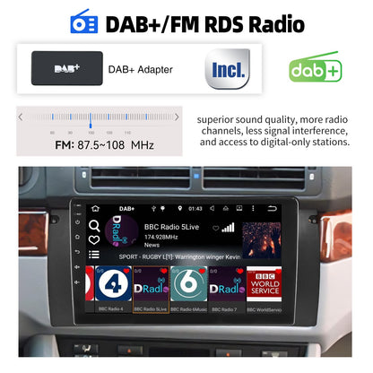 4+64GB For BMW E38 E39 E53 X5 Apple Carplay 9" Android 15.0 Car Stereo Radio Touch Screen GPS Navigation WiFi SWC BT FM+DVR&CAM