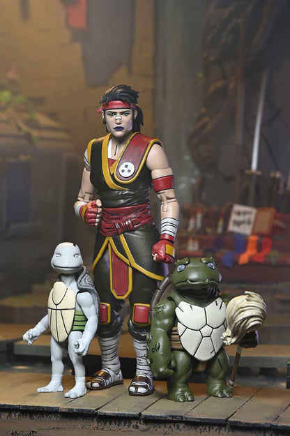 NECA 54409 Tartarugas Ninja Casey Marie com Bebê Odyn e Uno The Last Ronin The Lost Years