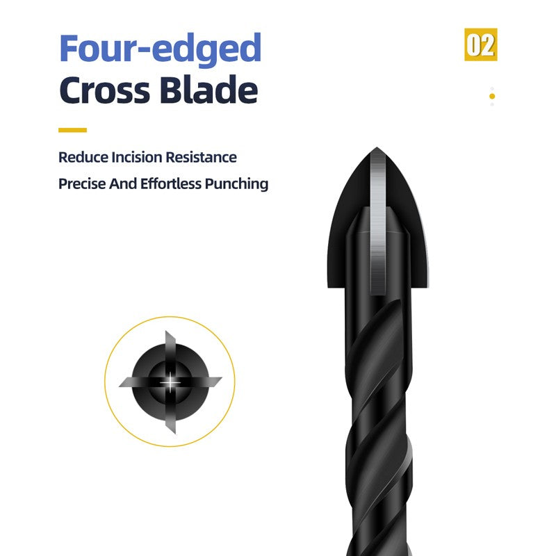 Conjunto de brocas TOOLEYE Cross Hex para concreto, porcelanato, vidro, metal, kit de brocas multifuncionais para ferramentas elétricas, brocas de perfuração