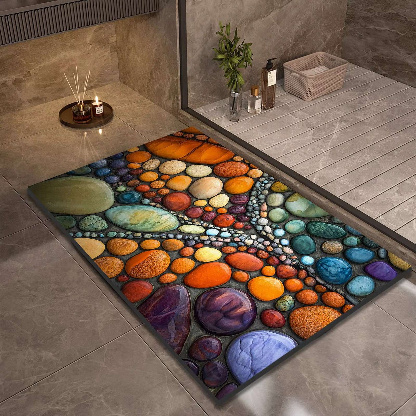 Stone Design Diatomite Bath Mat Bathroom Non-slip Shower Foot Mats Absorbent Quick Dry Toilet Rugs Carpet Doormat Washable