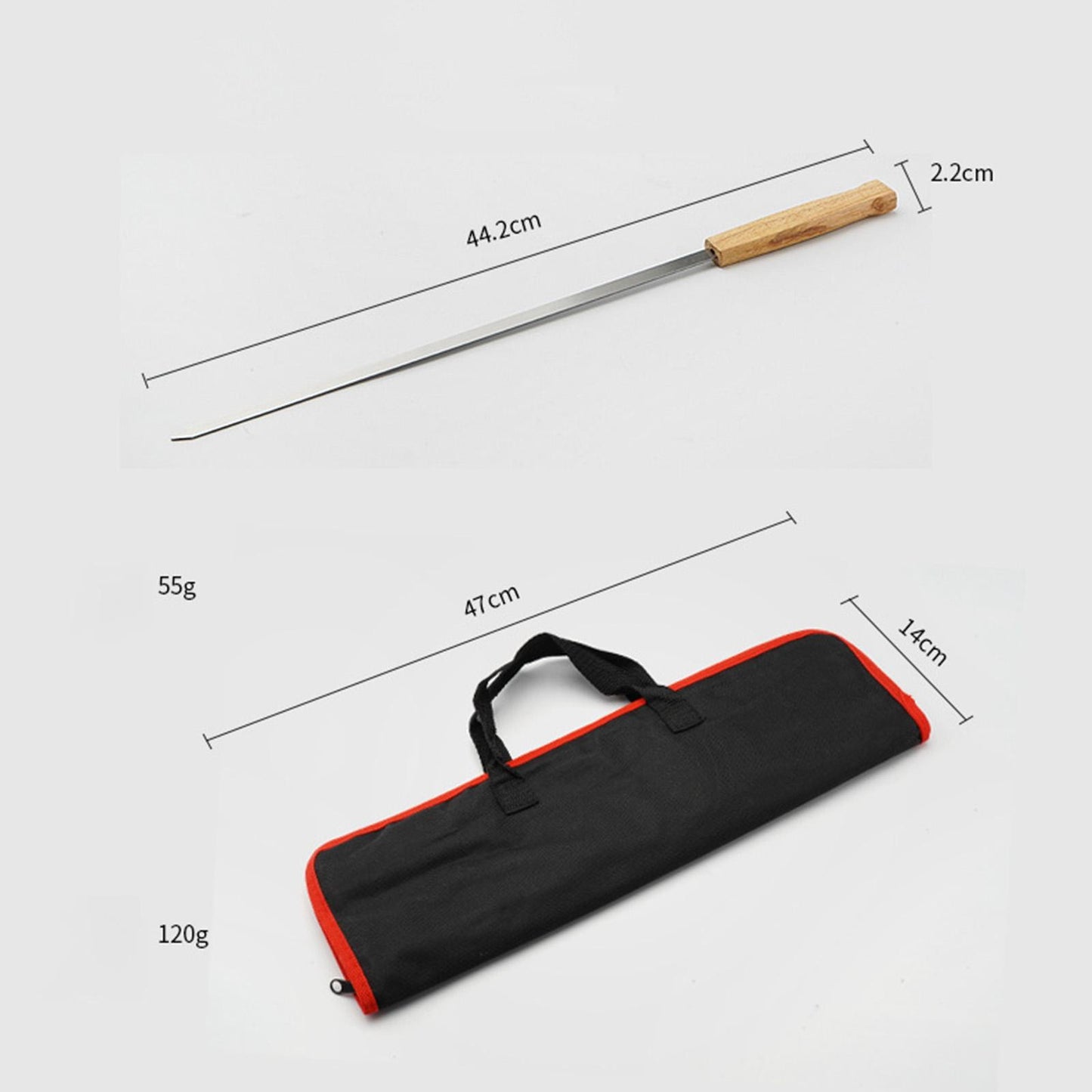 8 Pieces Barbecue Skewers Outdoor Cooking with Storage Pouch Reusable Kebab Skewers for BBQ Meats Grilling Prawn Seafood