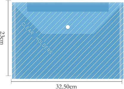 10 PCS Plastic Folders for Document, A4 Size Plastic Envelopes with Snap Closure, Clear File Folders Bags for School Office