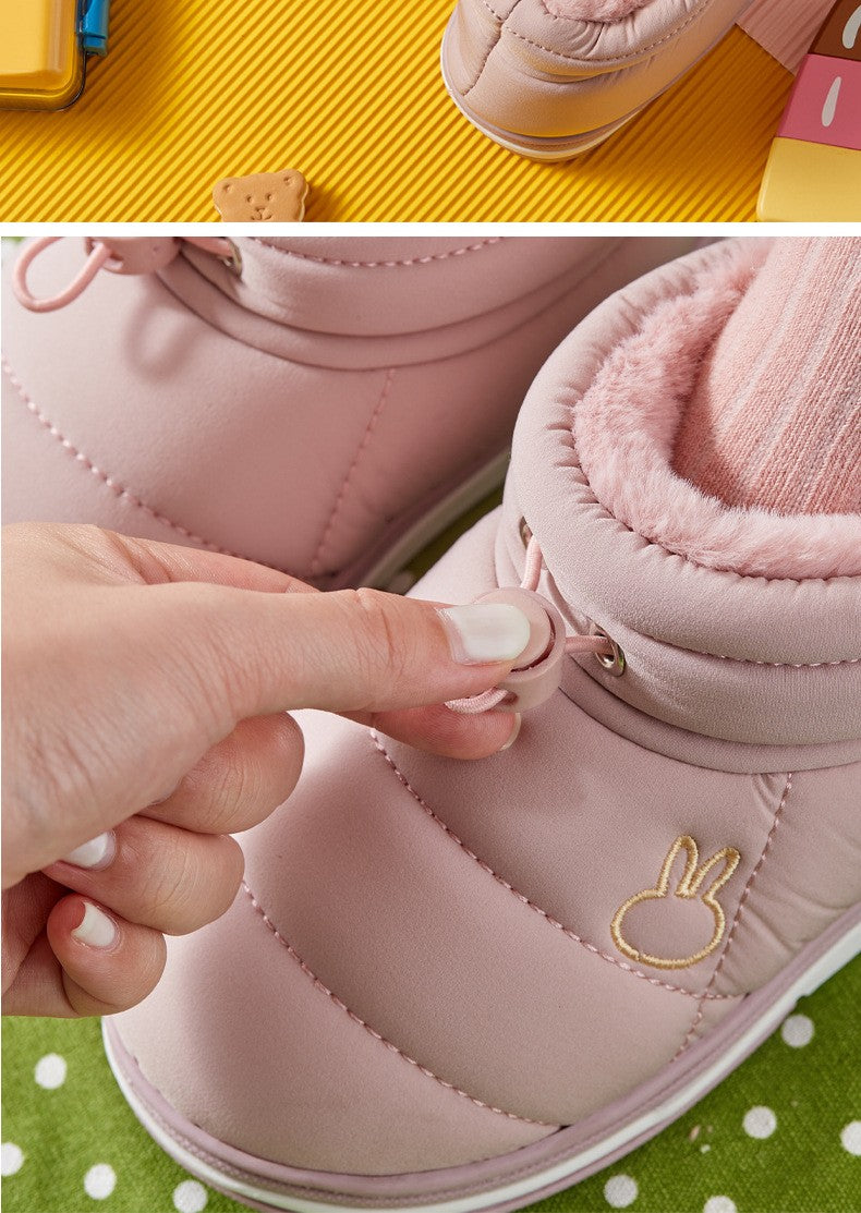 Children's Thick Furry Boots Winter Season Cartoon Warm Shoes Boys Girls Kids Home Cotton Slippers Heel Outdoor Baby Snow Boots
