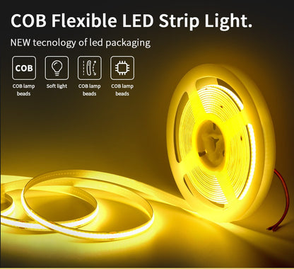 24V 12V COB LED Strip Light 8mm 320LEDs/M High Density Flexible Diode Tape Ribbon for Room Decor 1M 2M 3M 5M 10M Linear Dimmable