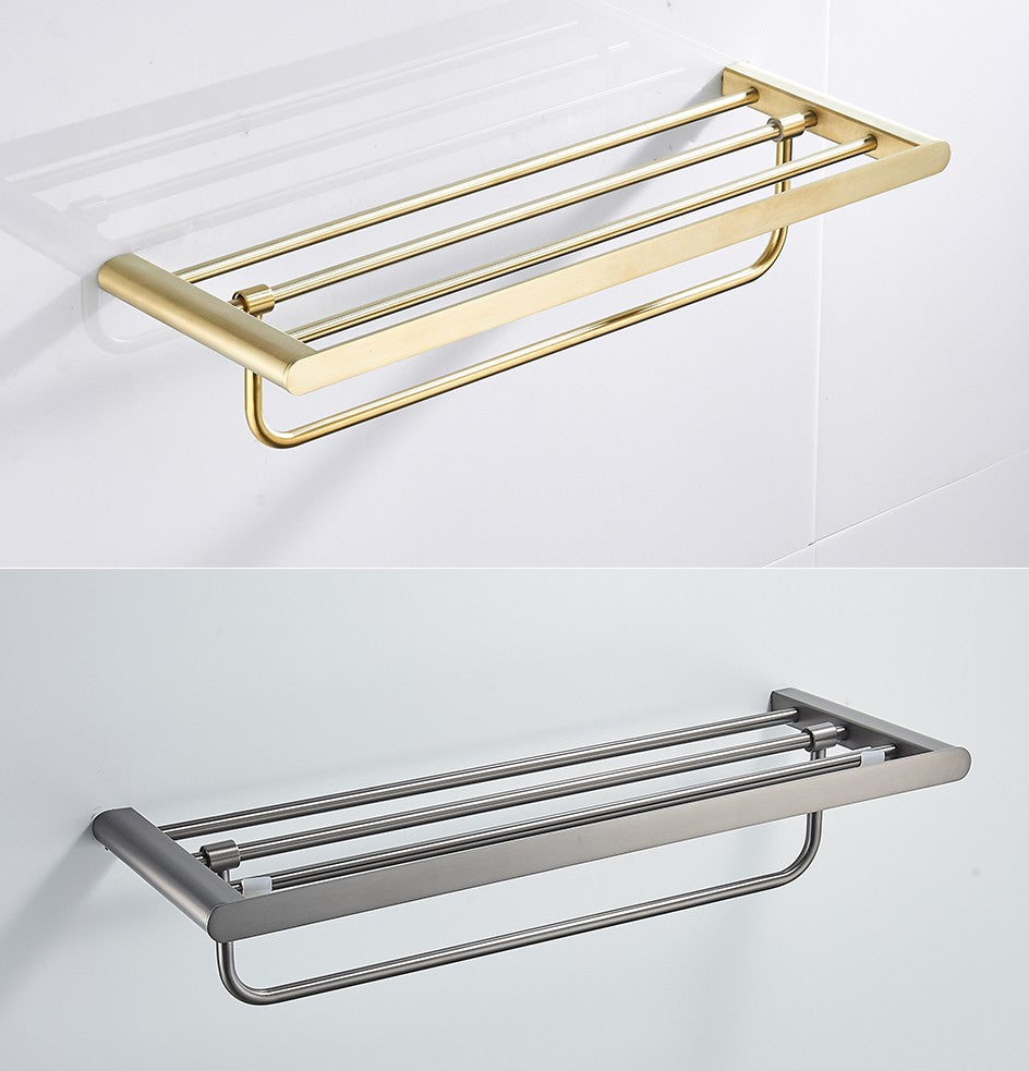 VGX Gold Bathroom Towel Holder Stainless Steel Towel Rack Folding Movable Bath Towel Bar Bathroom Hardware Accessories Grey
