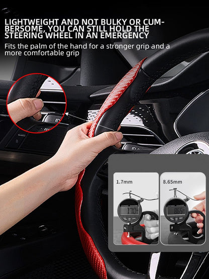 Capa Universal de Volante Antiderrapante de Fibra de Carbono para Carro, Capa Auxiliar de Volante para Carro, Acessórios Antiderrapantes