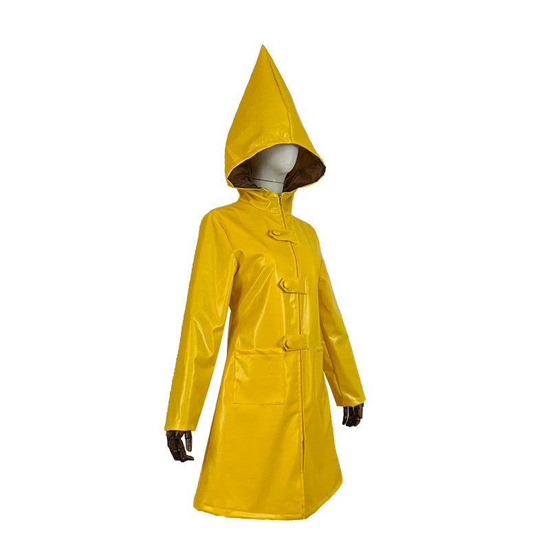 Little Nightmares Six Cosplay Costume Little Nightmare Yellow Raincoat PU Leather Cloak for Adults Children Halloween Costumes