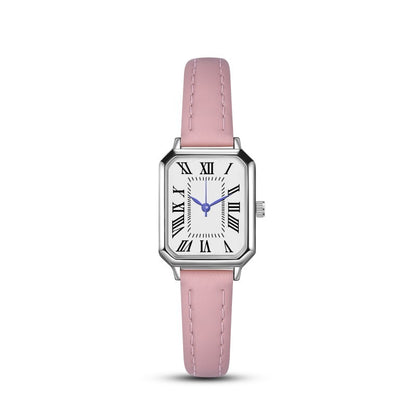 2024 New Foreign Trade Casual Fashion Fresh Art Silver Case Square Strap Roman Women's Quartz Watch in Stock