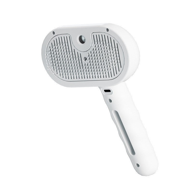 Pente a vapor para cães, escova de massagem para animais de estimação, carregamento USB, cabeça redonda segura, dentes macios, pente universal para remoção de pelos para cães e gatos