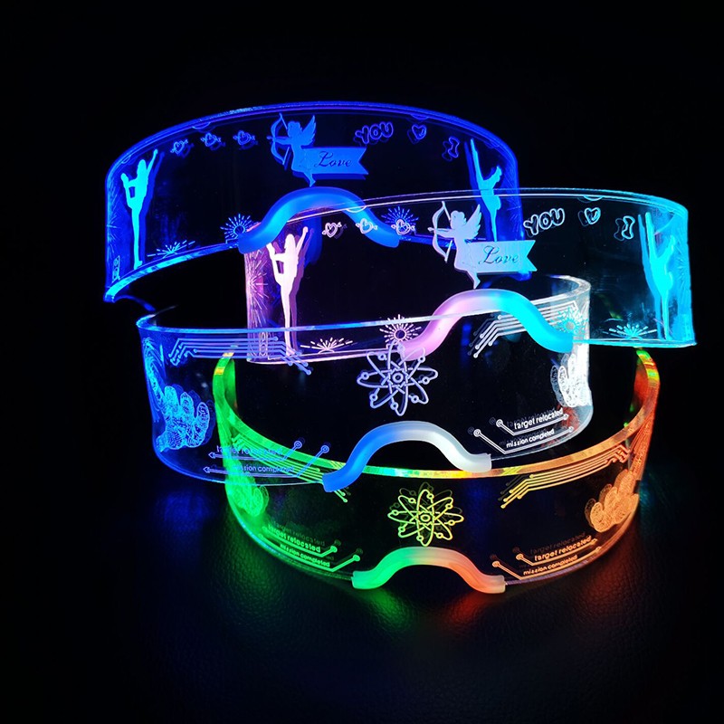 Led Luminous Glasses Bar Masquerade Concert Rave Goggles Rainbow Space Robot Futuristic Led DJ LIGHT Glasses Star Y2k Glasses