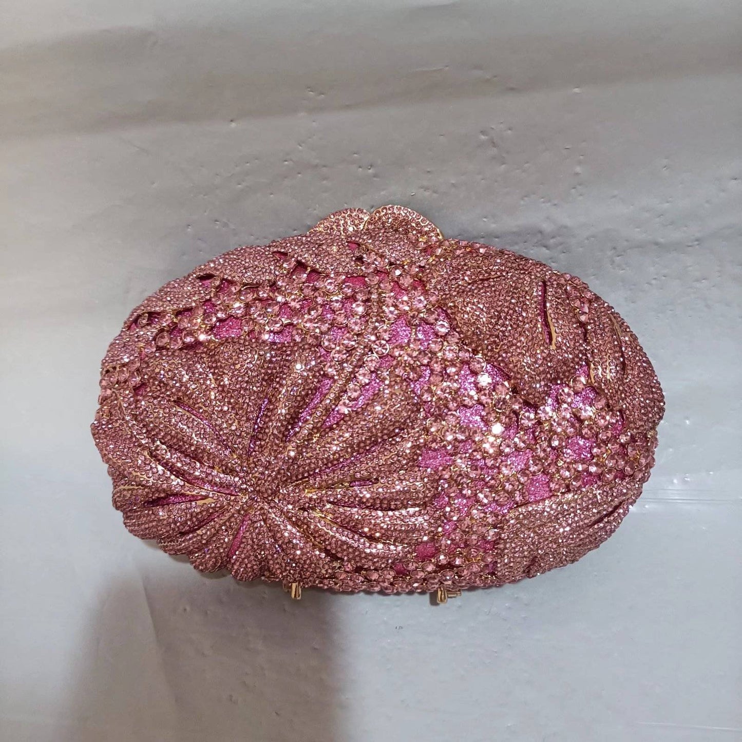 Luxury Women Pink Flower Clutch Bags Stone Evening Bags Bridal Rhinestone Handbags Wedding Clutches Bags Dinner Minaudiere Purse