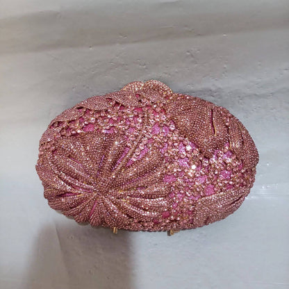 Luxury Women Pink Flower Clutch Bags Stone Evening Bags Bridal Rhinestone Handbags Wedding Clutches Bags Dinner Minaudiere Purse