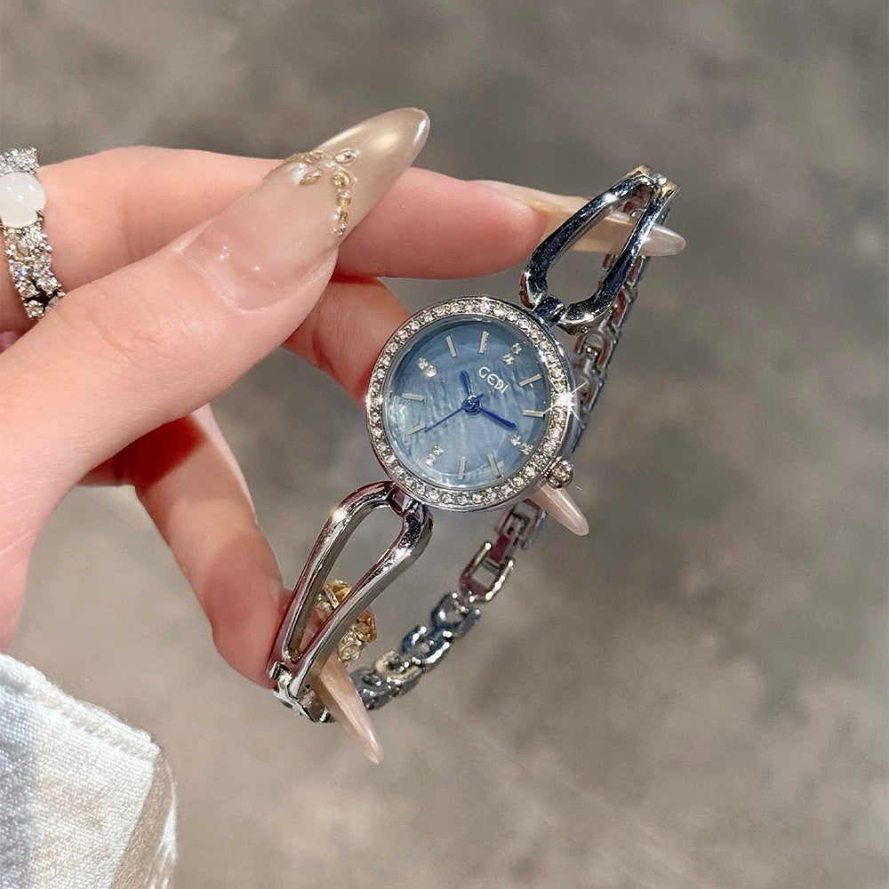 GEDI Women's Watch Silver Fashion Waterproof Ladies Watches Elegant Diamond Quartz Wristwatch Woman Gift for Girlfriend
