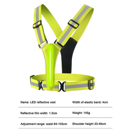 Glowing Reflector Straps Vest Adjustable & Elastic High Visibility Running Vest Safety Running Vest for Runners Night Walking