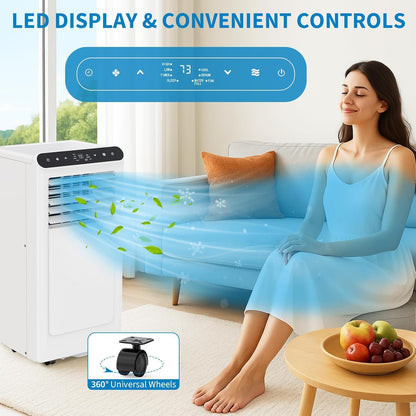 Ar-Condicionado Portátil 8000 BTU, Silencioso, Unidade AC Portátil 3 em 1 com Controle Remoto, Desumidificador e Temporizador, Eficiente em Energia