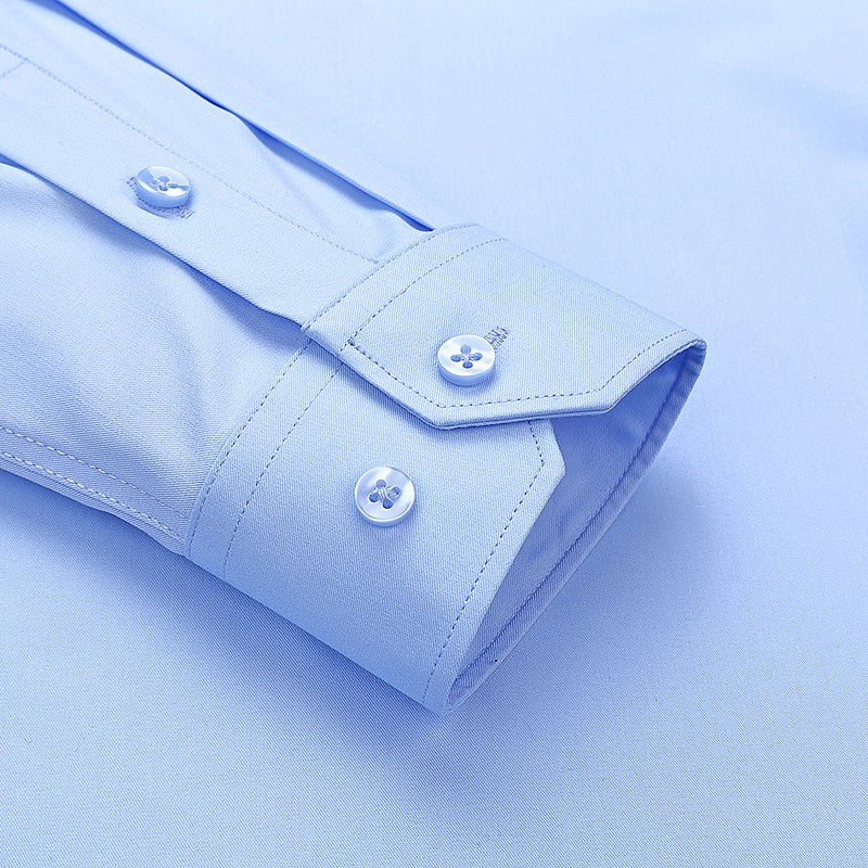 Plus Size 8XL 7XL 6XL 5XL Mens Business Shirts Spring Long Sleeve Bamboo Fiber Solid Free Care Soft Formal Interview Blue Clothe