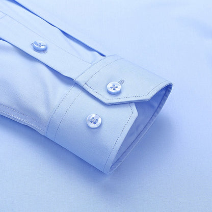 Plus Size 8XL 7XL 6XL 5XL Mens Business Shirts Spring Long Sleeve Bamboo Fiber Solid Free Care Soft Formal Interview Blue Clothe