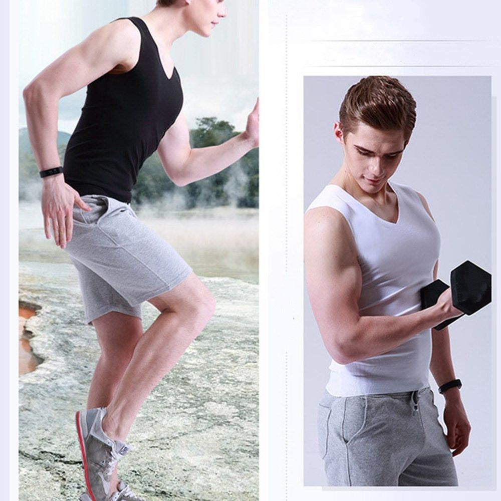 Casual Fashion Stretch Tight Slim Solid Undershirt Ice Silk Seamless Men's Tank Tops