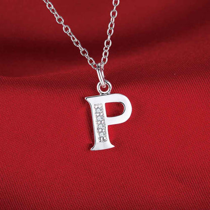26 Letras Colar de Prata Esterlina 925 Pingente Zircônia Para Mulheres Requintado Acessórios de Joias para Estudantes e Namoradas Presente de Casamento