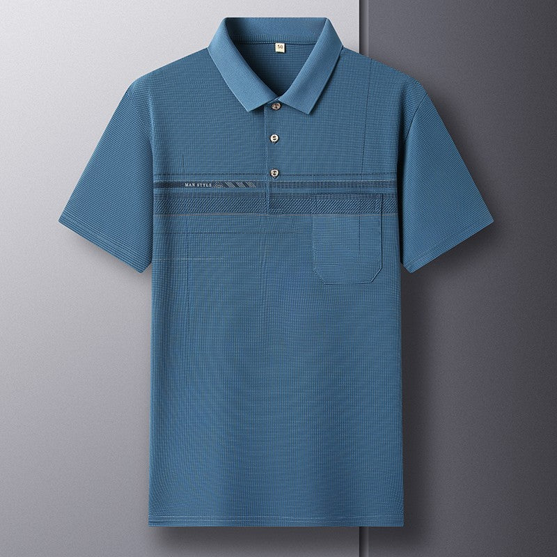 Retro men's short sleeved polo shirt summer fashion pocket stripe high-end custom design comfortable cotton top casual T-shirt