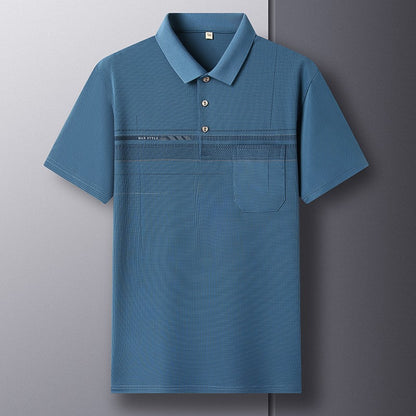 Retro men's short sleeved polo shirt summer fashion pocket stripe high-end custom design comfortable cotton top casual T-shirt