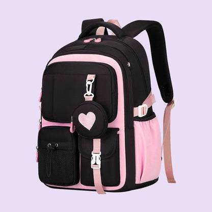Mochila Escolar Estojo Lancheira Love Pattern Três Peças Tecido Nylon Impermeável Menino Menina Adolescentes Mochila Tendência
