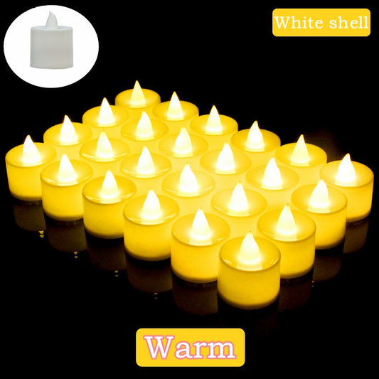 24/50Pcs Flameless LED Tealight Candles Flickering Light With Switch Battery Powered Warm Light For Wedding Christmas Home Decor