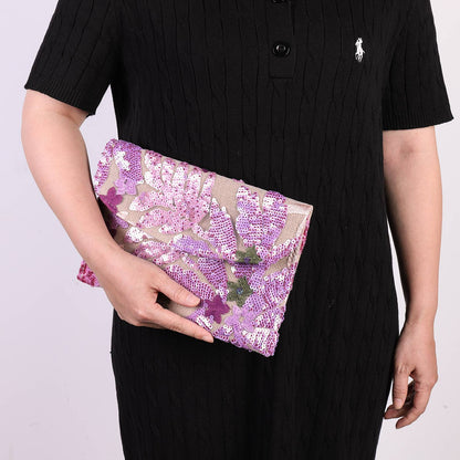 Straw Bag Evening Clutch Sequin Envelope Package Embroidered Handbag for Wedding Vacation Travel