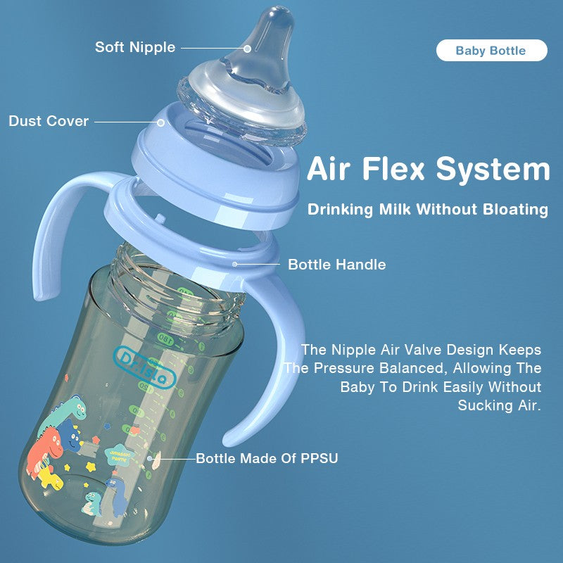 MAMIJOY 160/240ML PPSU Baby Bottle Double Handle Infant Drop-proof Baby Wide-caliber Milk Bottle Newborn Feeding Bottle BPA Free