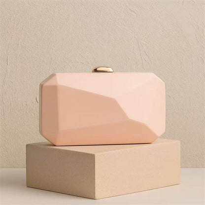 Fashion Clutch Bags for Women Glossy PU Evening Purse Burgundy Geometric Shape Female Handbag Special Valentine's Day Gift